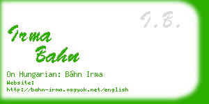 irma bahn business card